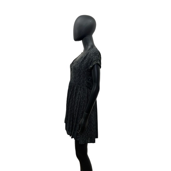 Free People Black Geometric Boho Skater Dress – Size Small – 100% Rayon - Picture 3 of 9